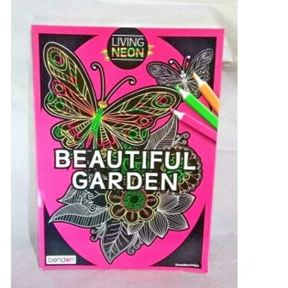 Living Neon Beautiful Garden Coloring Book NEW